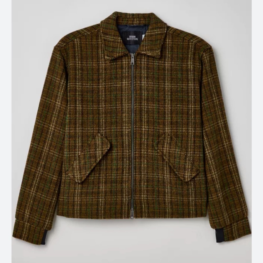 Urban Outfitters Plaid Brushed Zip Jacket Size Large